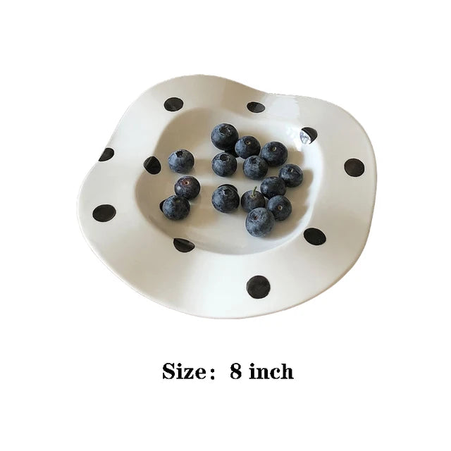 Ceramic Plate Dot Stripe Wave Shape