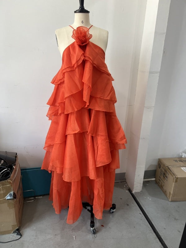 Halterneck 3D floral Dress