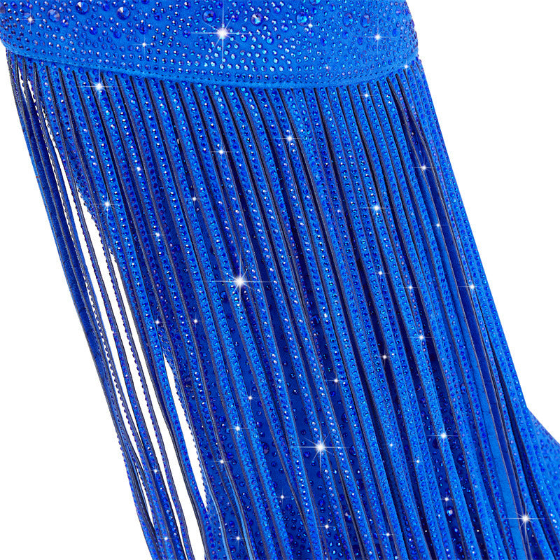 Rhinestone Long Fringe Boots