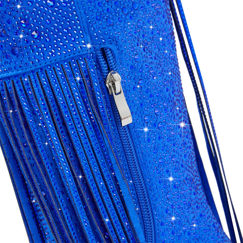 Rhinestone Long Fringe Boots