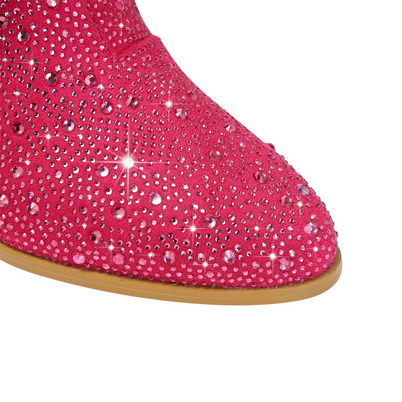 Rhinestone Long Fringe Boots