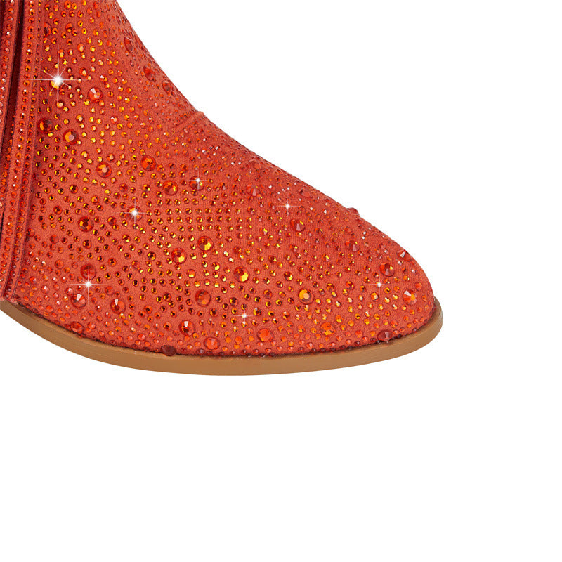 Rhinestone Long Fringe Boots