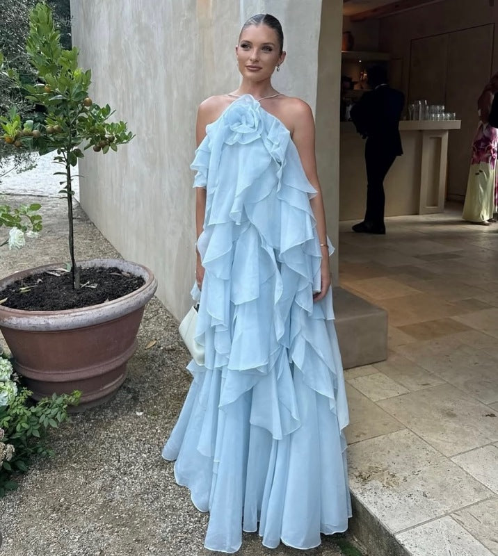 Halterneck 3D floral Dress