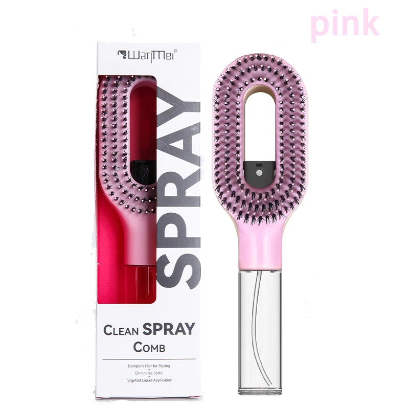 Pink Color 2-in-1 Spray Hair Brush Comb for Detangling & Massage