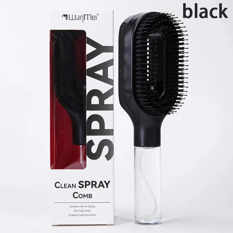 black Color 2-in-1 Spray Hair Brush Comb for Detangling & Massage