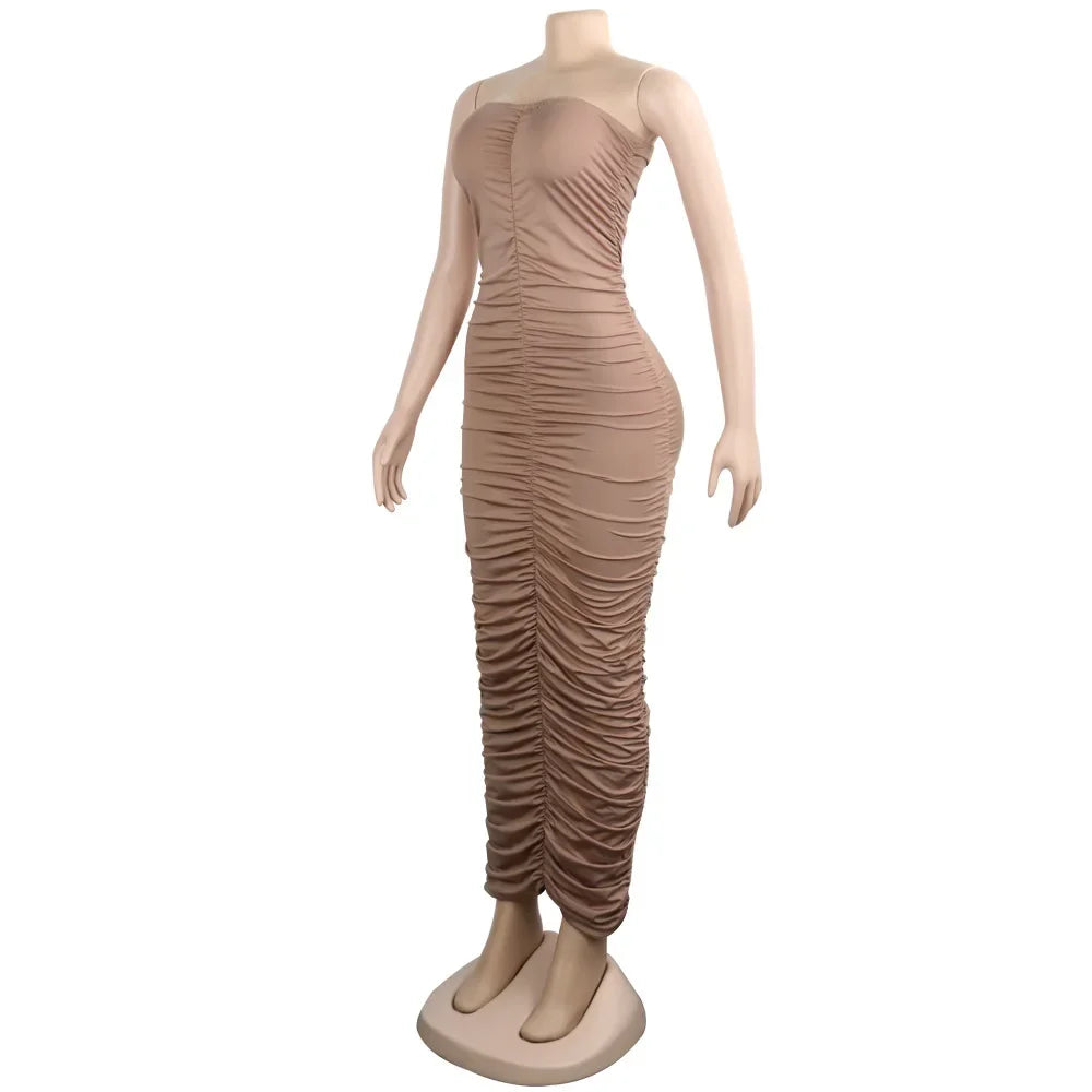 Pleated Henley Halter Dress