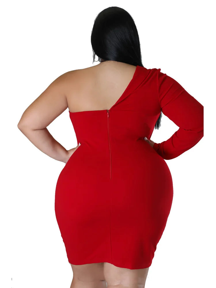 Plus-Size Single Sleeve Dress