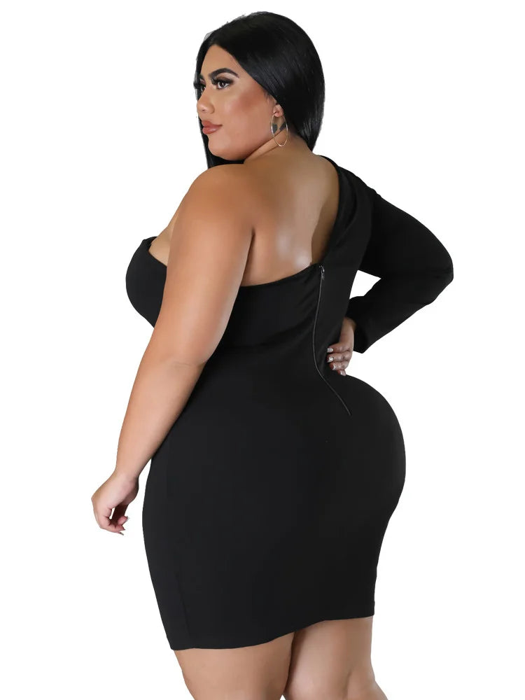 Plus-Size Single Sleeve Dress