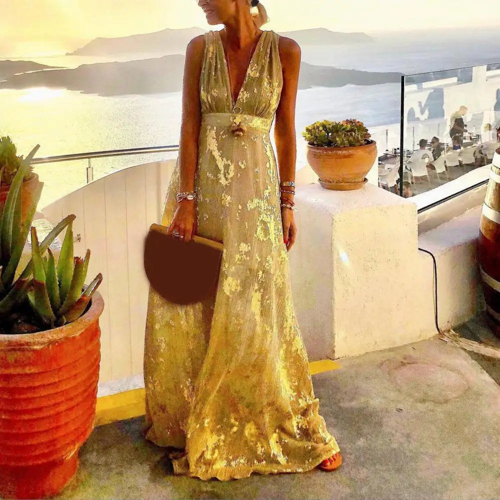 Bronzer Clothes V Neck Bronzing Dress – Shop Bellabla