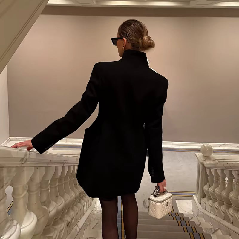 Elegant Waisted V-Neck Coat