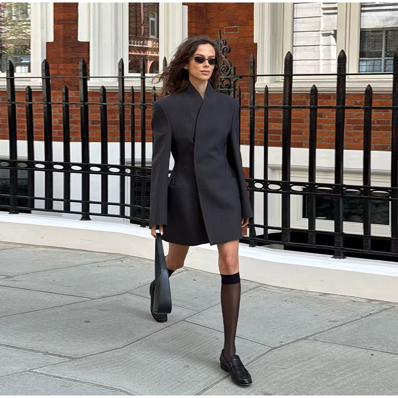 Elegant Waisted V-Neck Coat