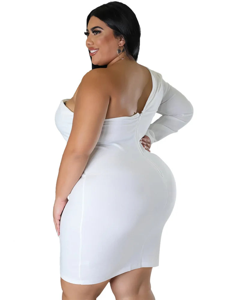 Plus-Size Single Sleeve Dress