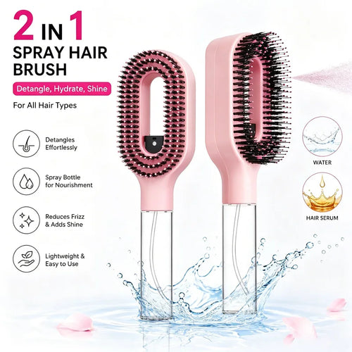 2-in-1 Spray Hair Brush Comb for Detangling & Massage