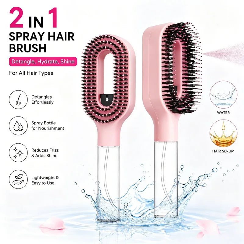 2-in-1 Spray Hair Brush Comb for Detangling & Massage