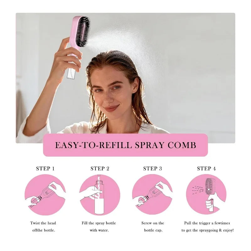 2-in-1 Spray Hair Brush Comb for Detangling & Massage