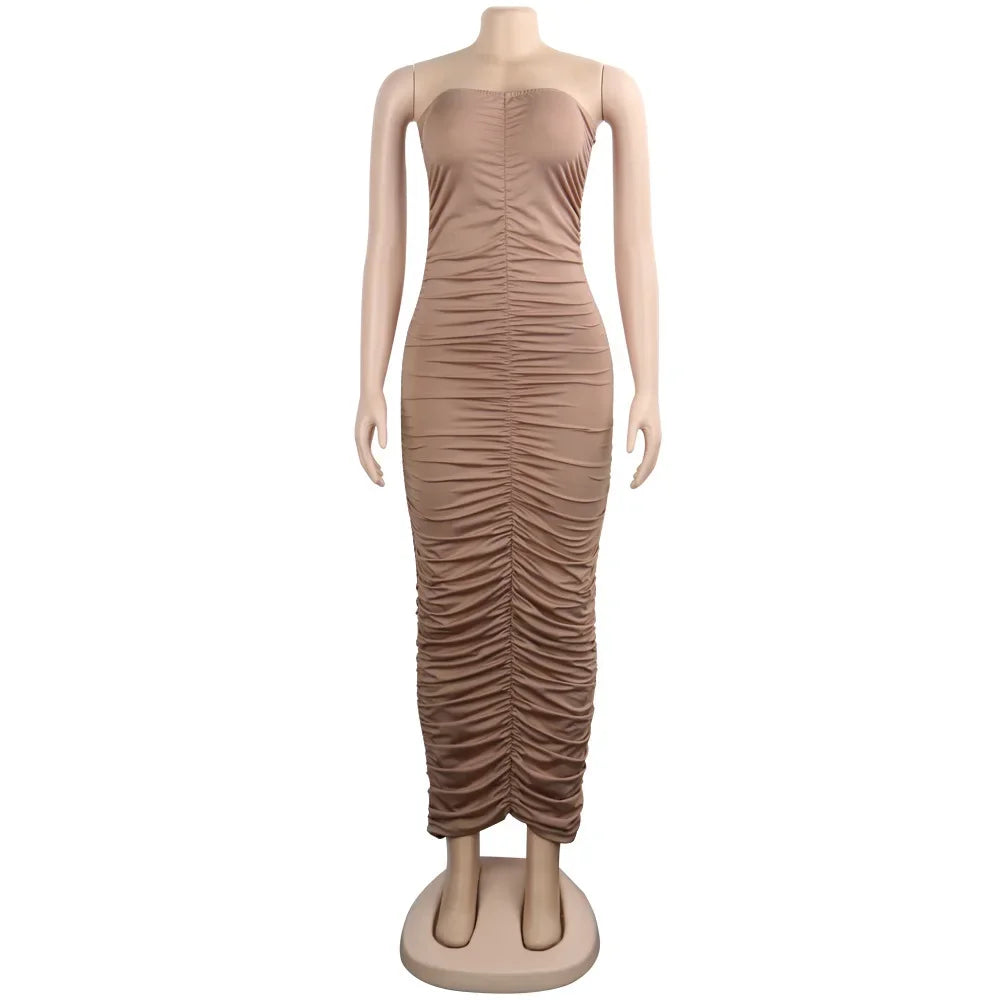 Pleated Henley Halter Dress