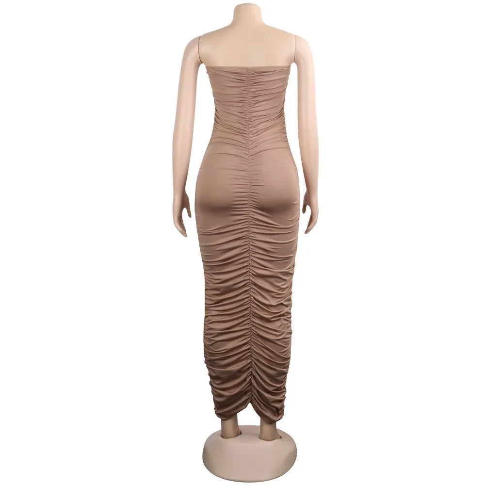 Pleated Henley Halter Dress