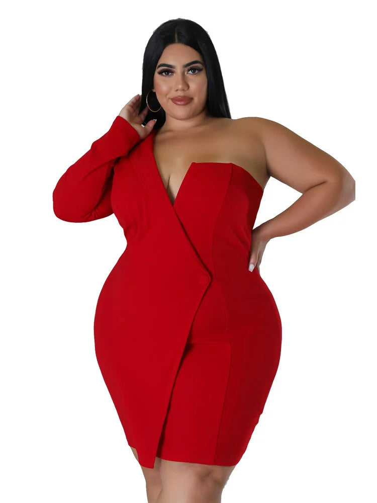 Plus-Size Single Sleeve Dress