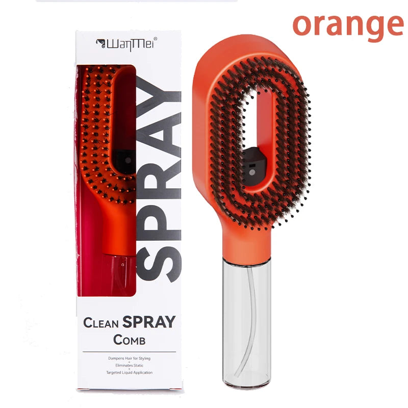 Orange Color 2-in-1 Spray Hair Brush Comb for Detangling & Massage