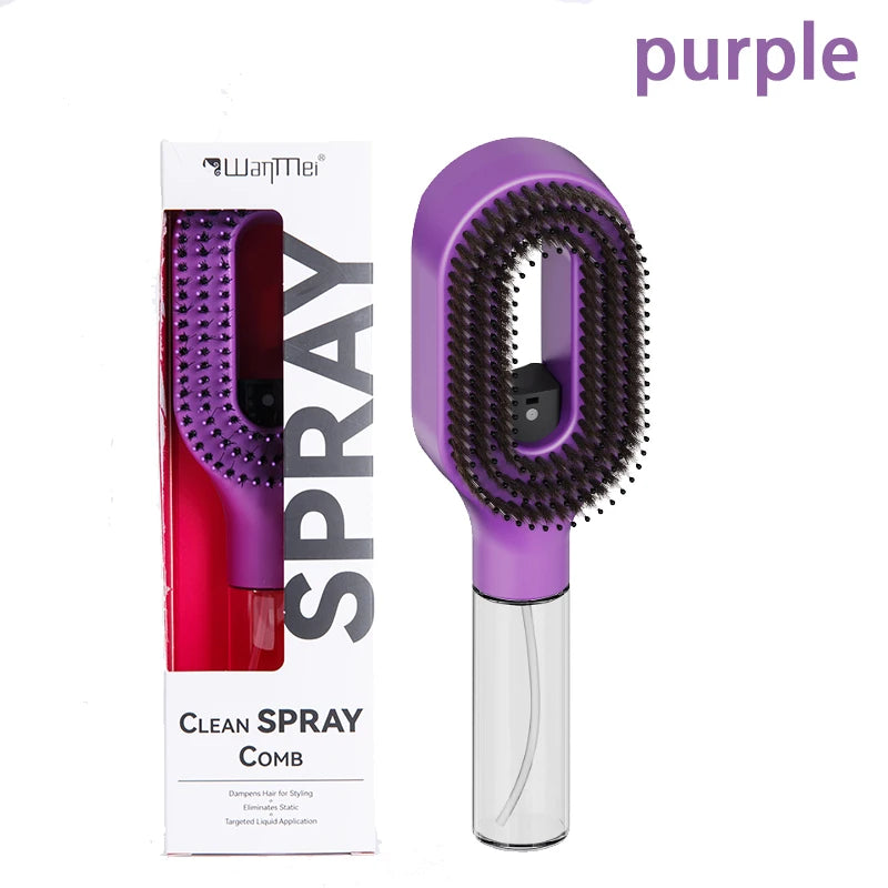 PURPLE Color 2-in-1 Spray Hair Brush Comb for Detangling & Massage