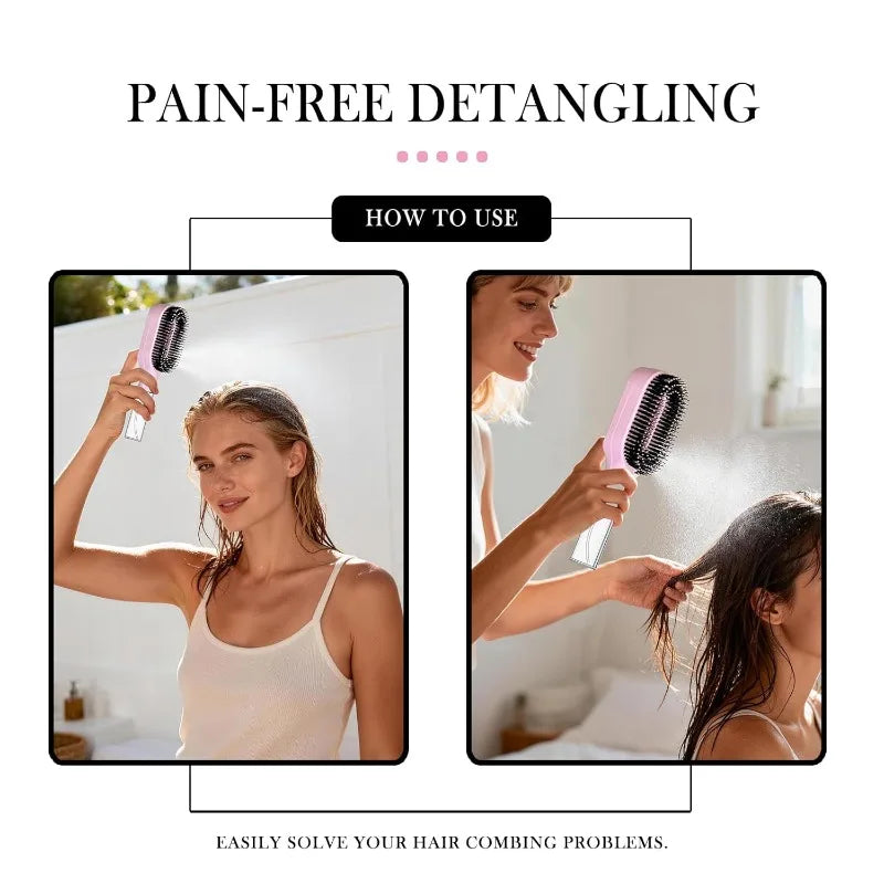 2-in-1 Spray Hair Brush Comb for Detangling & Massage