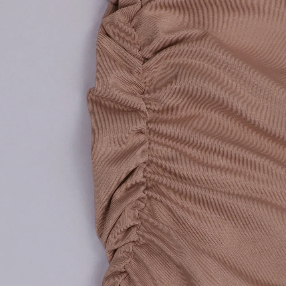 Pleated Henley Halter Dress