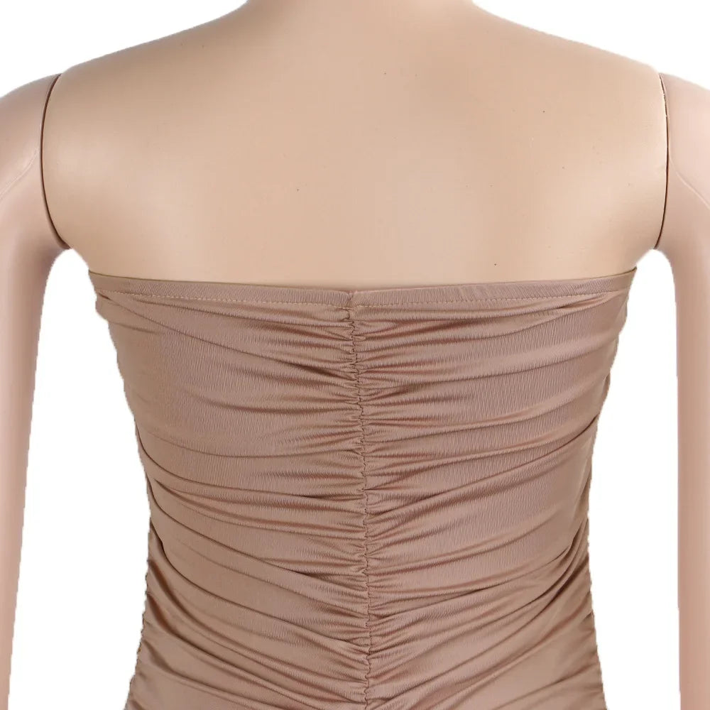 Pleated Henley Halter Dress