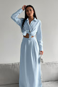 Tie-Front Shirt and Maxi Skirt Set