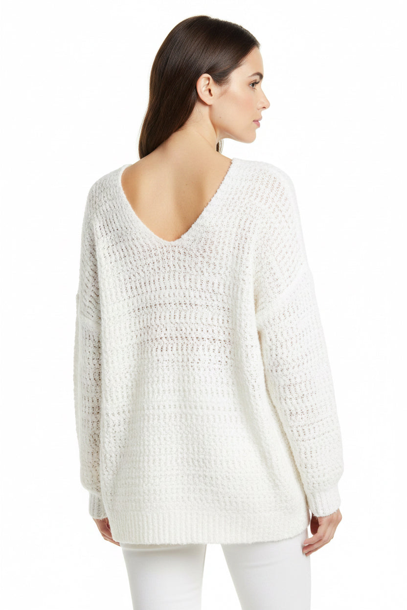 BELLA Angel Wings single shoulder long sleeve sweater featuring a unique wing design on a trendy, cozy knit fabric.