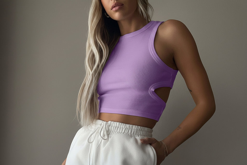 BELLA BLA Trendsi cutout round neck tank top in black, featuring a sleeveless design with a stylish cutout detail at the neckline.
