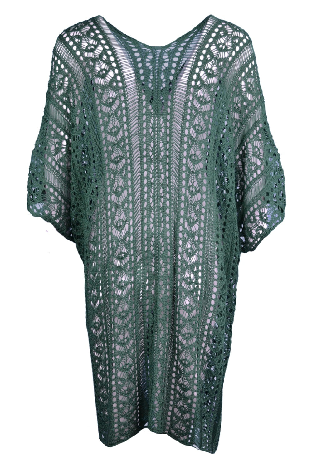 BELLA trendsi cutout V-neck cover-up with tassel details, lightweight and stylish for beach or poolside wear.