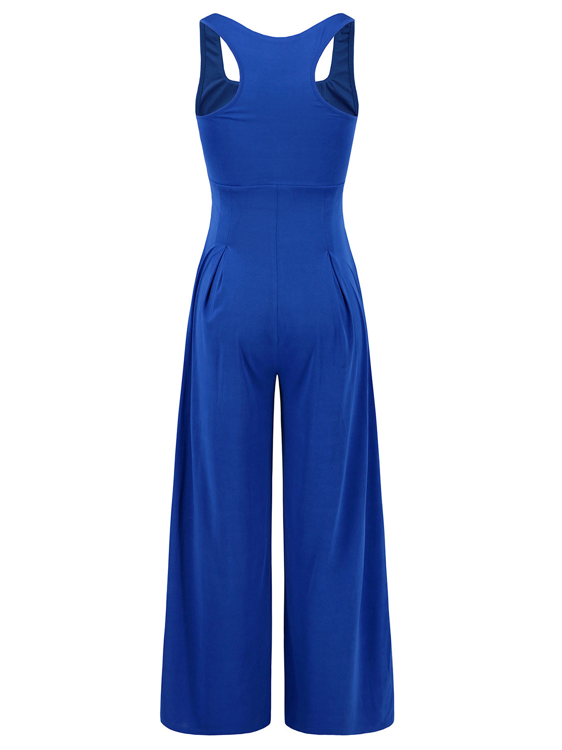 BELLA trendsi square neck wide strap jumpsuit featuring a fitted waist and stylish wide shoulder straps, in a solid color.