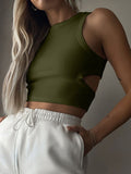 BELLA BLA cutout round neck tank top from trendsi, featuring a stylish round neckline and cutout details, casual and trendy silhouette.