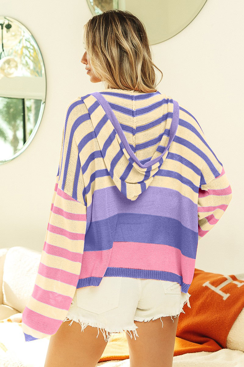 Striped Hooded Knit Top | BiBi Striped Knit Top | The Puchii Shop