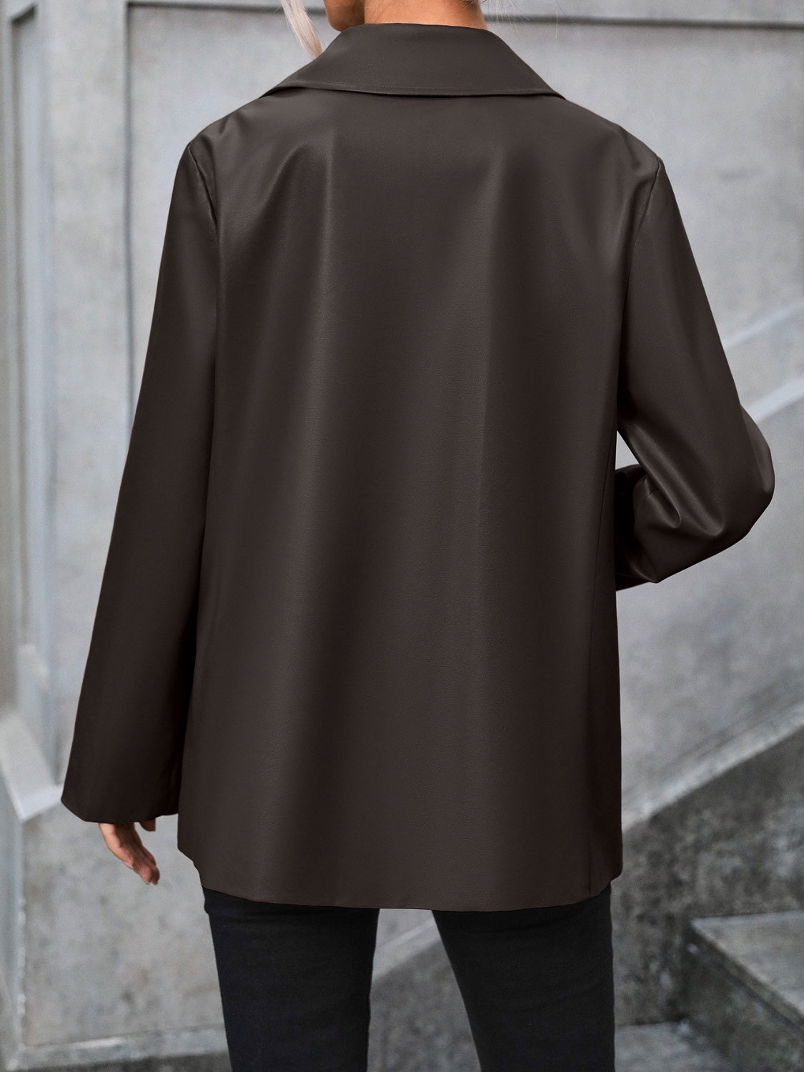 BELLA Ivy Lane pocketed button-up blazer with collared neck, stylish and tailored for a polished look.