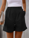 BELLA trendsi pocketed mid-rise waist shorts in denim, featuring front and back pockets, casual fit, and stylish design.