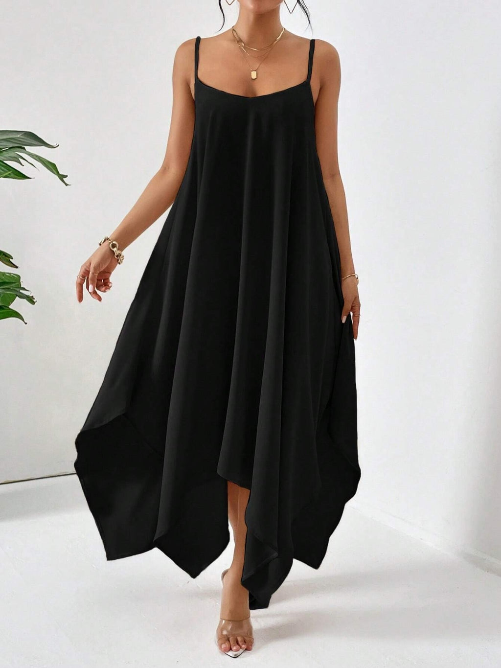 BELLA scoop neck midi cami dress by trendsi, featuring a fitted silhouette and soft fabric in a stylish midi length.