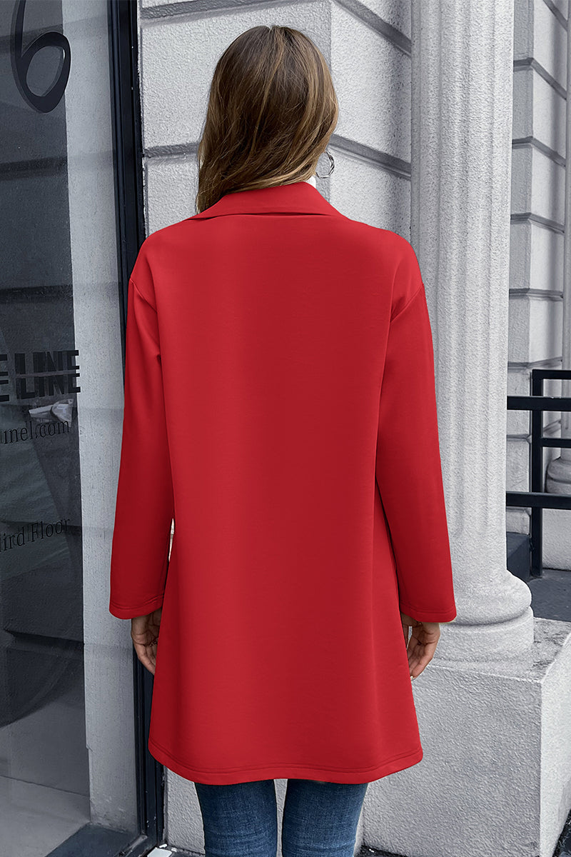 BELLA BLA Ivy Lane blazer with lapel collar, long sleeves, tailored design, black fabric, stylish and versatile for professional wear.