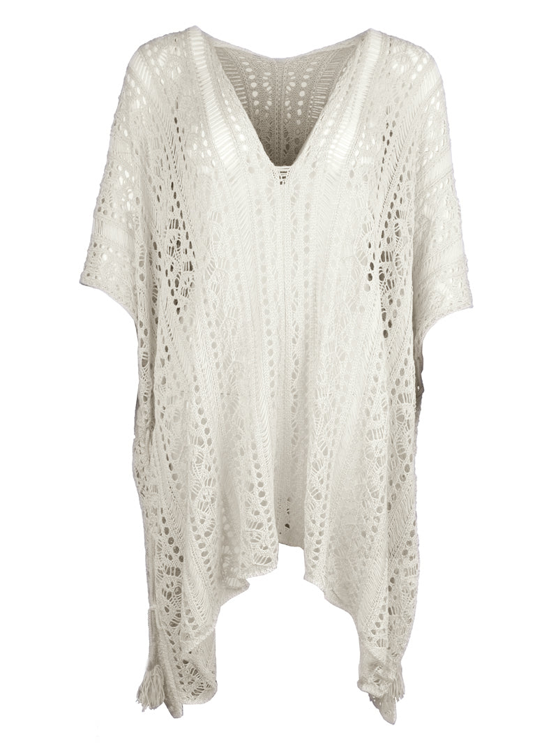 BELLA trendsi cutout V-neck cover-up with tassel details, lightweight fabric, and stylish design for beach or poolside wear