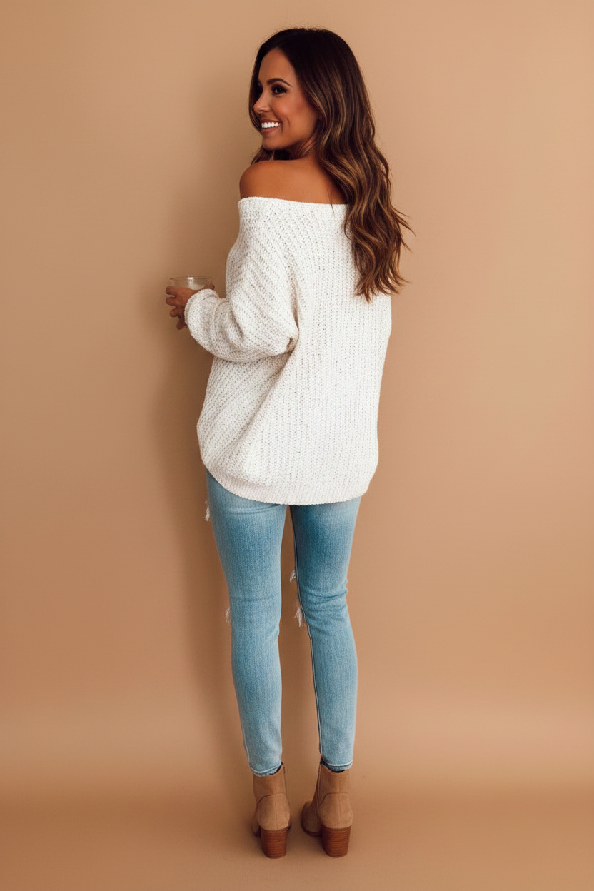 Angel Wings Single Shoulder Long Sleeve Sweater