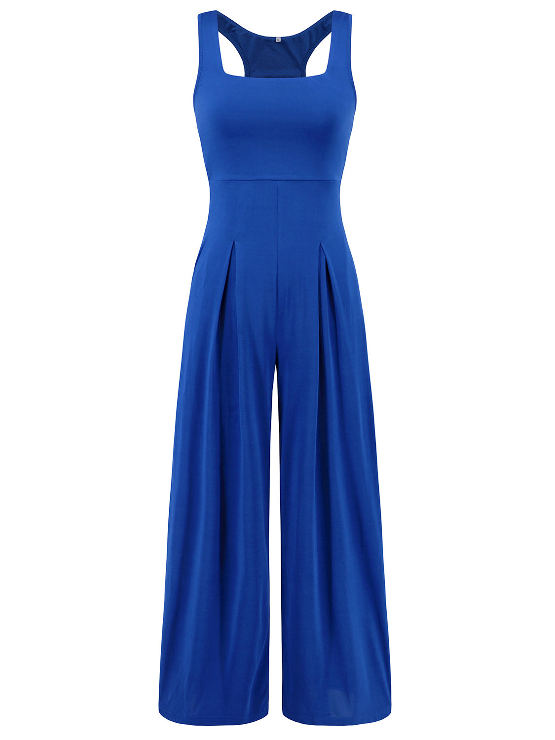 BELLA trendsi square neck wide strap jumpsuit featuring a fitted bodice and wide leg pants in a stylish, modern design.