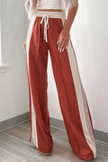 BELLA Drawstring Contrast Wide Leg Pants featuring a relaxed fit with contrasting waistband and flowy wide-leg silhouette.