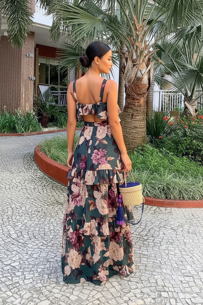 Floral Print Ruffle Cami and Skirt Two-Piece Set