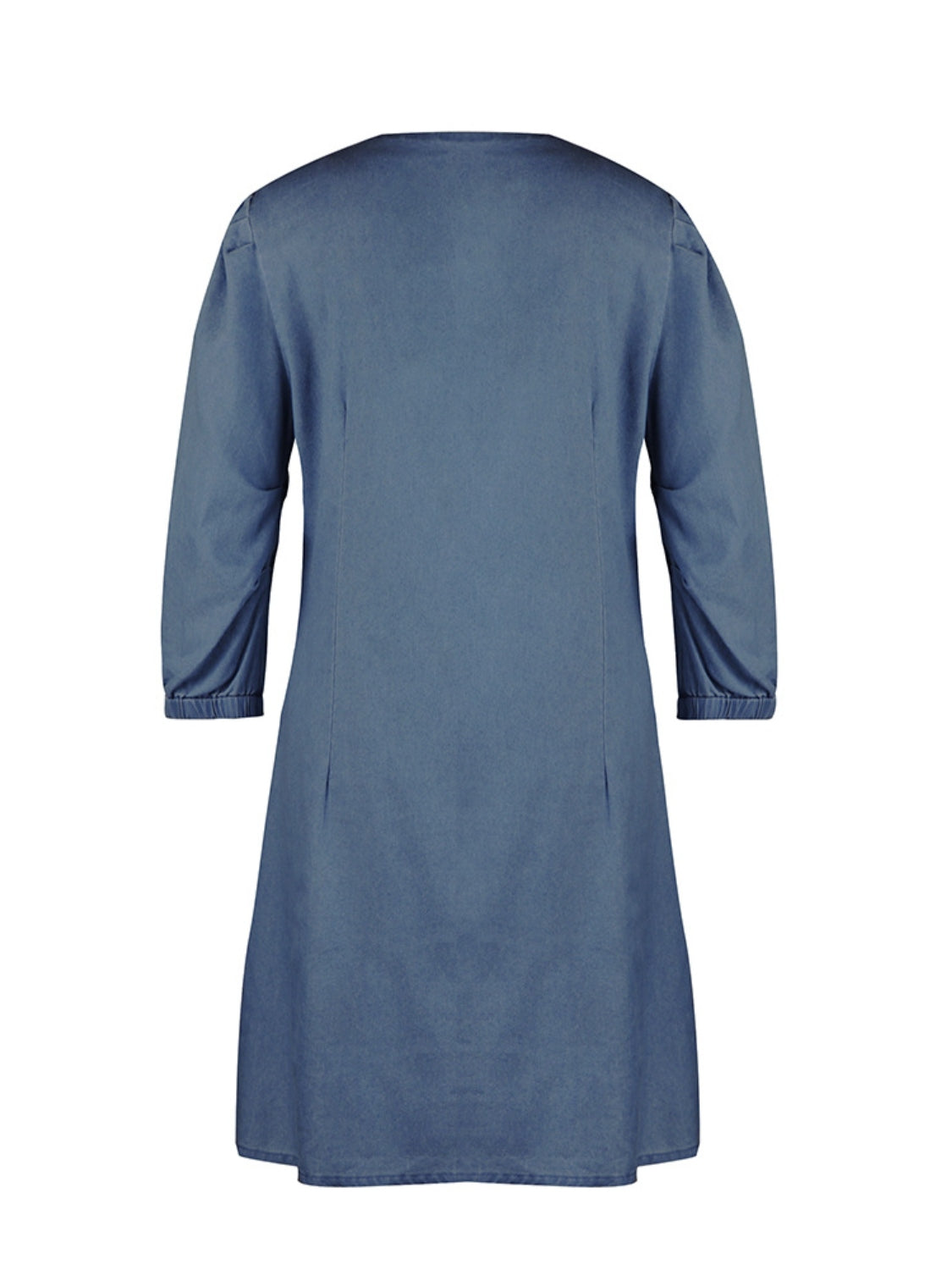 BELLA full size v-neck half sleeve dress with a stylish fit, shown in a natural pose, featuring a smooth fabric and classic design.