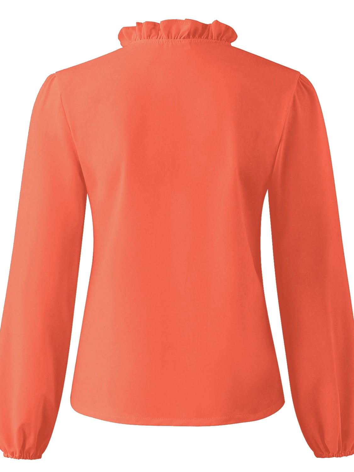 BELLA BLA full size ruffled v-neck long sleeve blouse with feminine ruffle details and classic fit, stylish for casual or dressy wear.