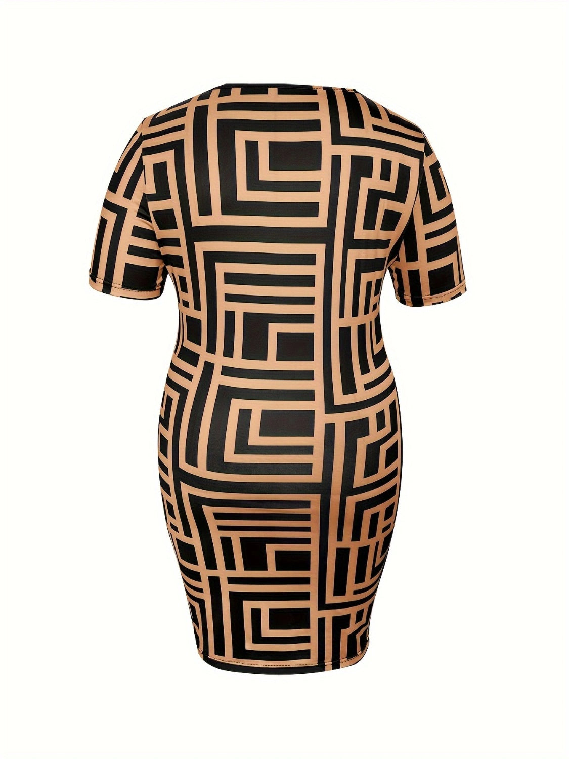 Plus size BELLA sweetheart neck short sleeve mini dress featuring a fitted bodice and flared skirt, perfect for casual or dressy occasions.