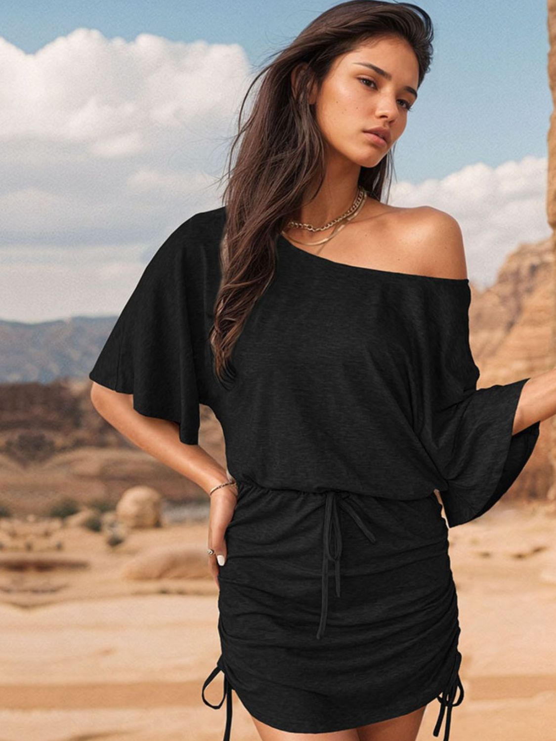BELLA BLA one shoulder mini dress from trendsi, stylish and trendy with a fitted silhouette and elegant design.