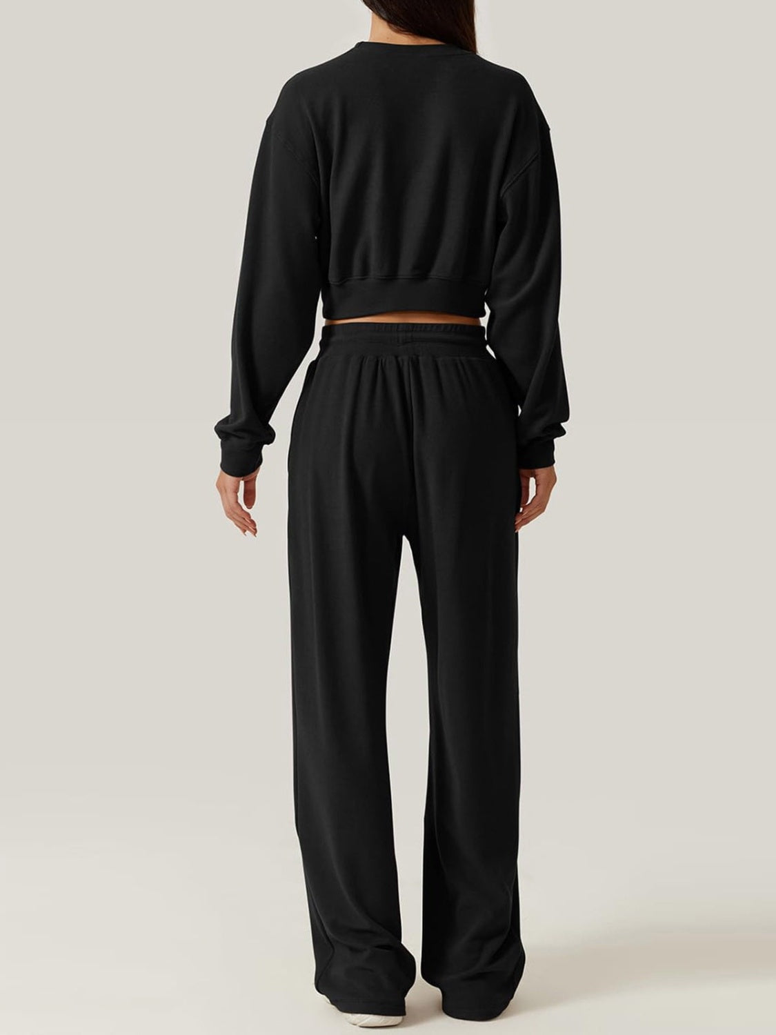 BELLA trendsi crisscross round neck top and drawstring pants set, stylish casual outfit with comfortable fabric and modern design.