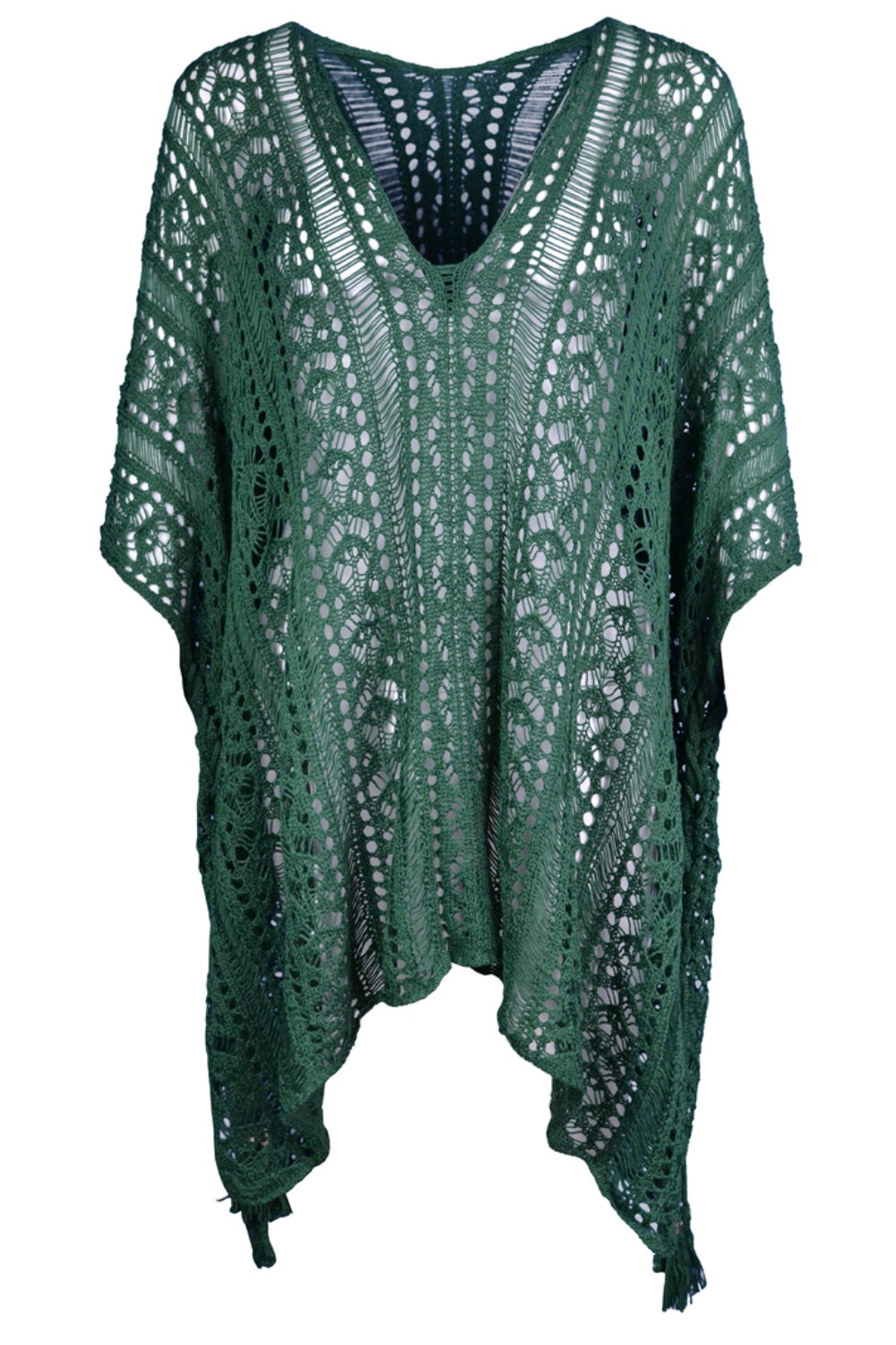 BELLA trendsi cutout V-neck cover-up with tassel details, lightweight beachwear perfect for stylish poolside or beach outings.