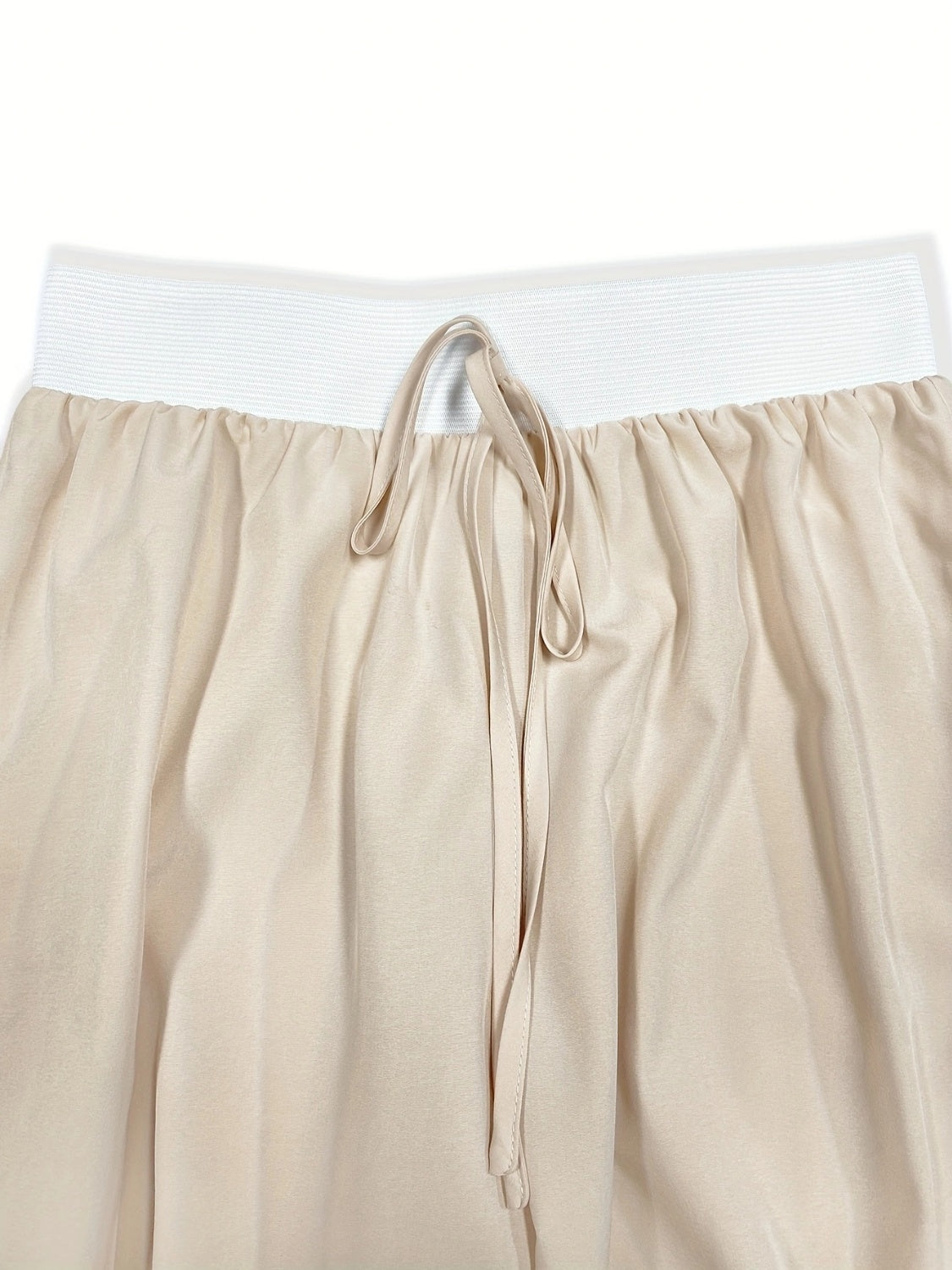 BELLA trendsi round neck short sleeve top and tied pants set, casual summer outfit, beige color, comfortable and stylish.